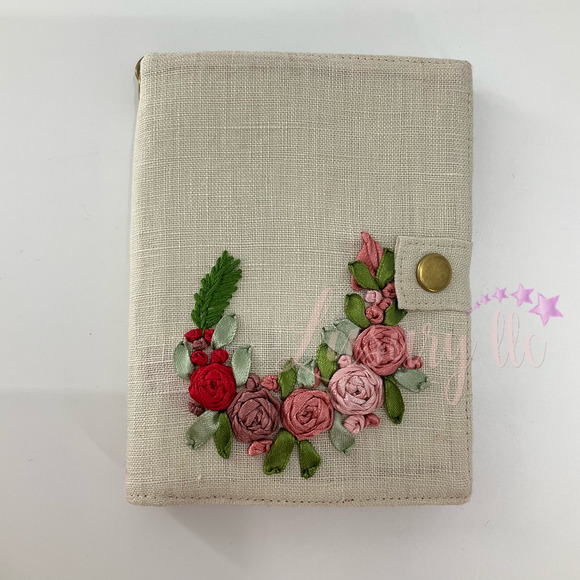 Tiny Rose Embroidery Passport Wallet & Silk Mask, Wedding Gift, Versatile - Picture 2 of 15